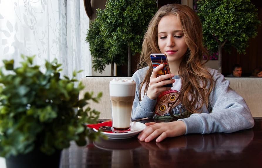 a woman with a phone